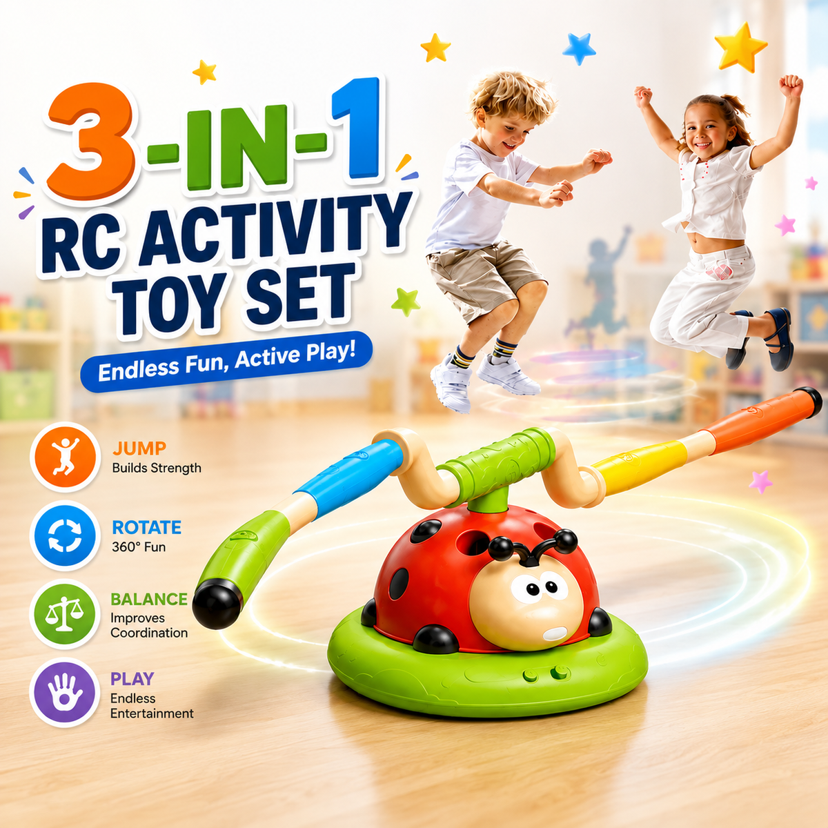 3-in-1 Ladybug Jump, Toss & Rocket Launcher