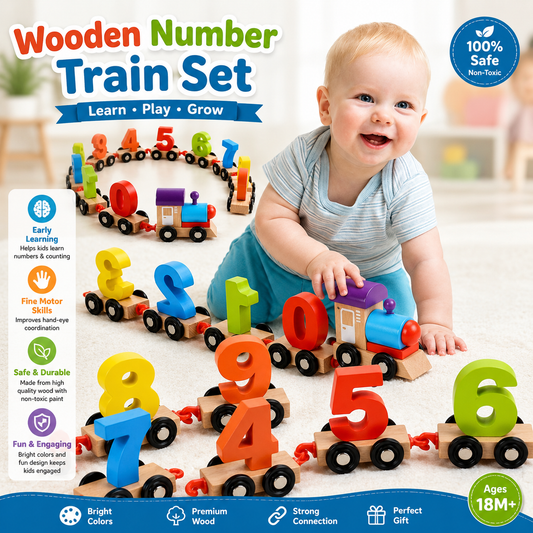 Wooden Digital Number Train
