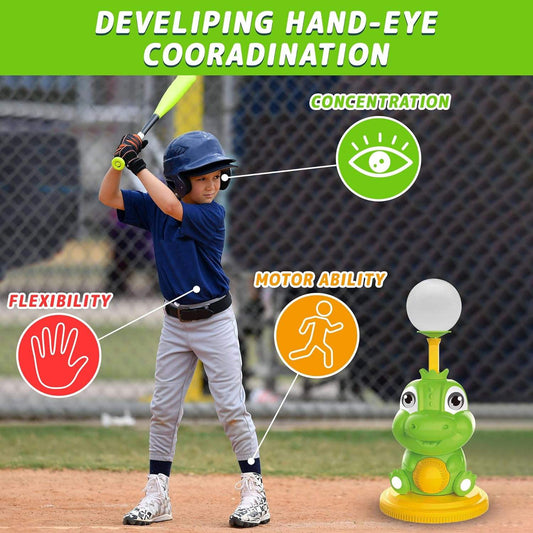 Cartoon Dinosaur Baseball Pitching Machine