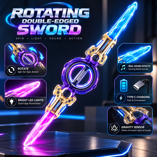 Rotatable Dual-Blade Sword with Retractable Spin