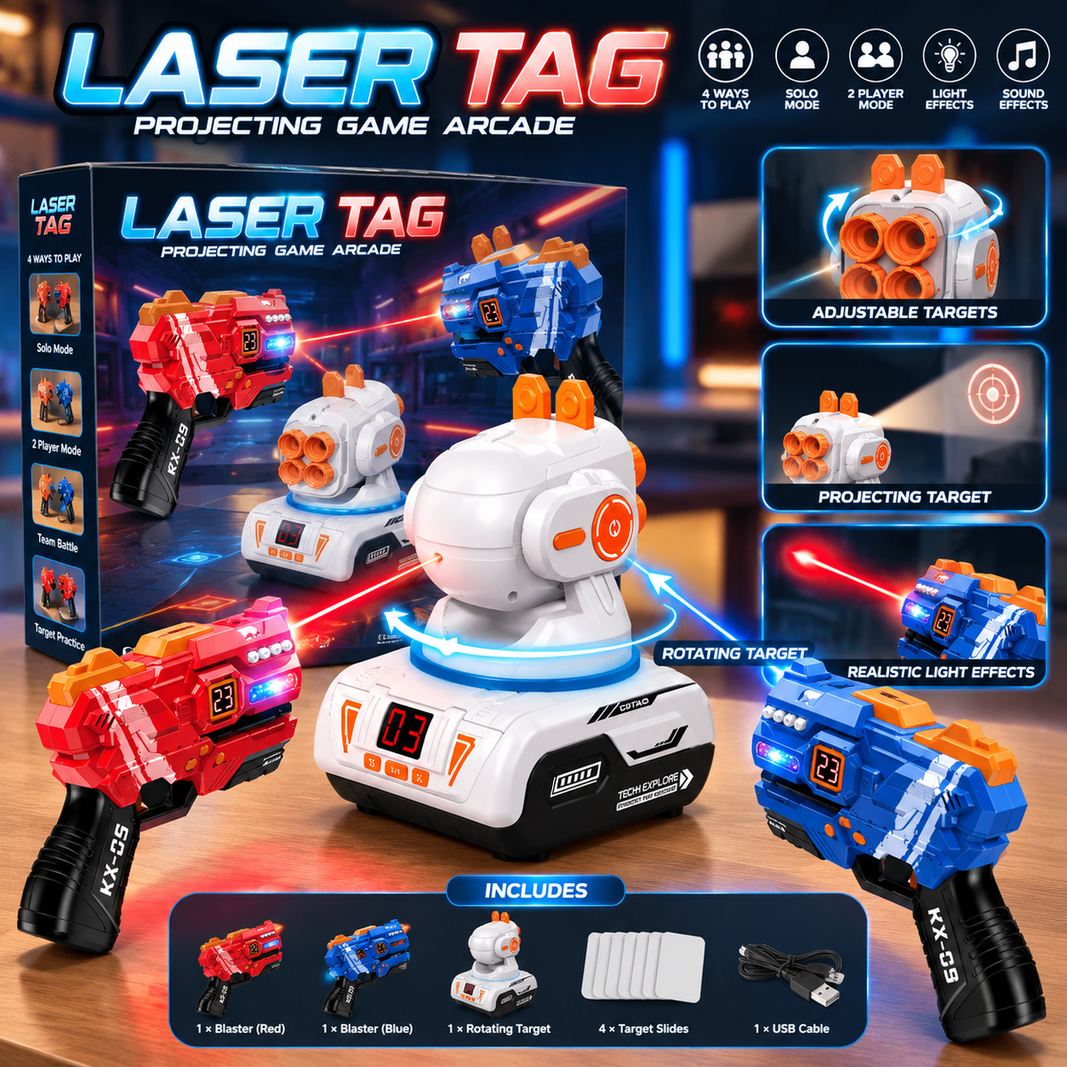 2in1 Kids Laser Tag Gun Projecting Game
